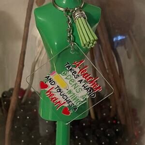 A Teacher Opens a Mind Takes & Touches a Heart Acrylic Keychain Sticker 1.96"